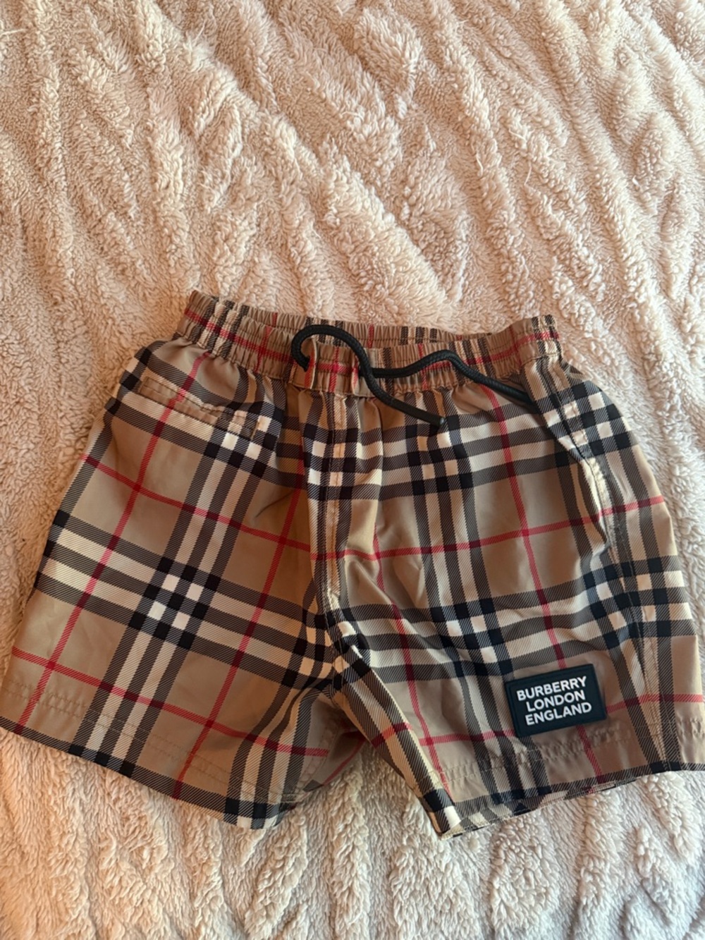 Burberry Kids Beige Check Swim Shorts